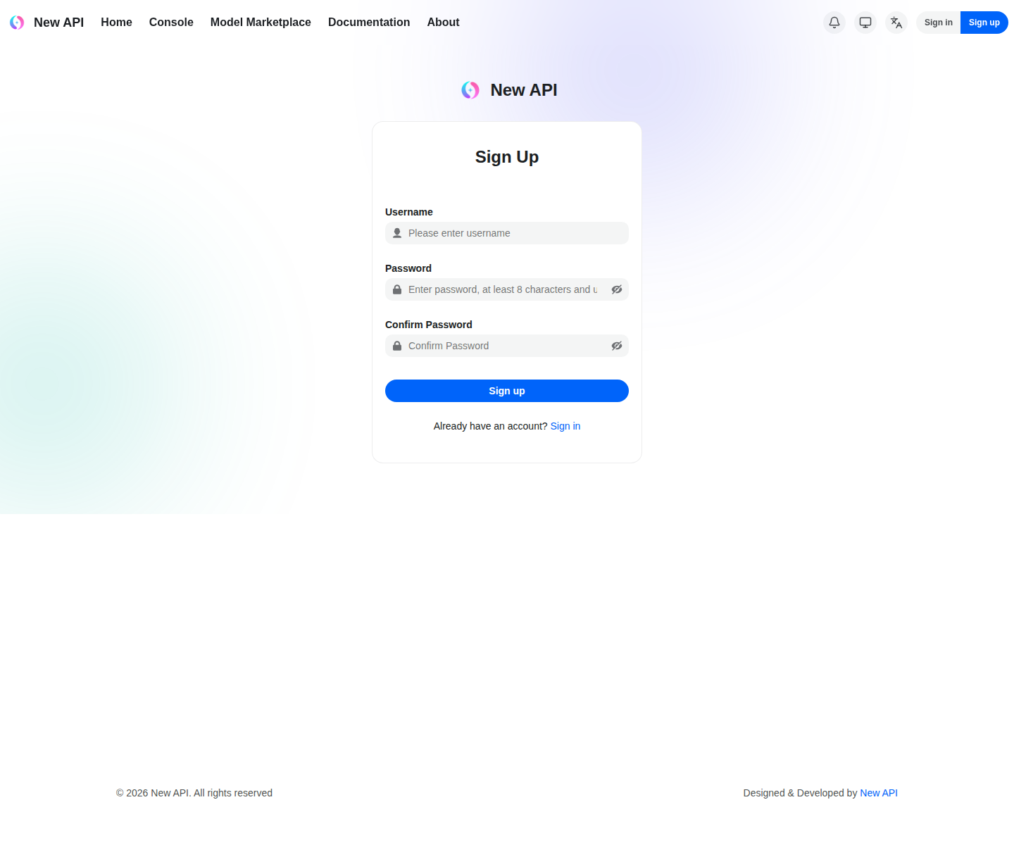 NewAPI 注册页
