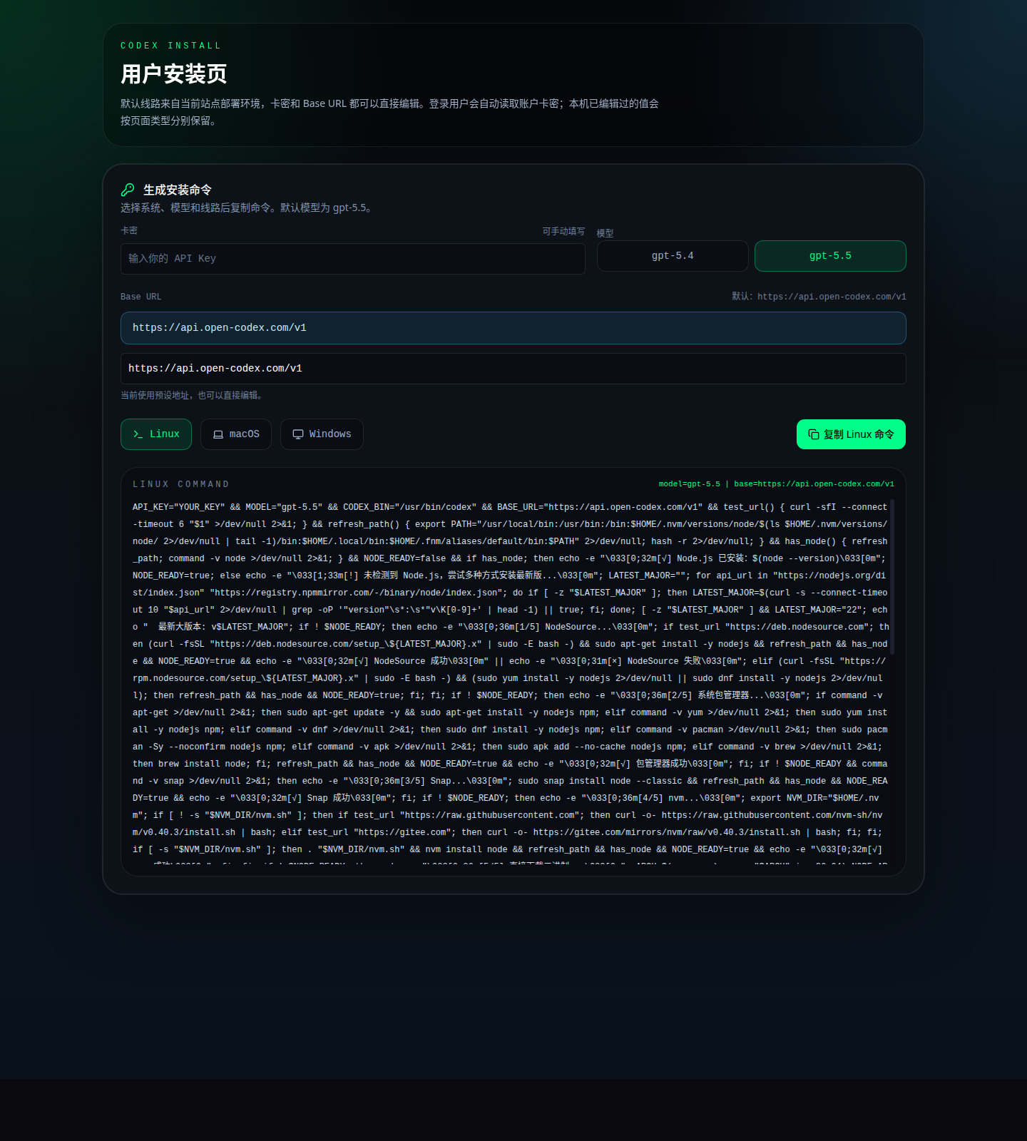 Codex 安装页截图